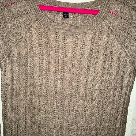 American Eagle Cable Knit Sweater, Light Tan Color - Picture 6 of 8